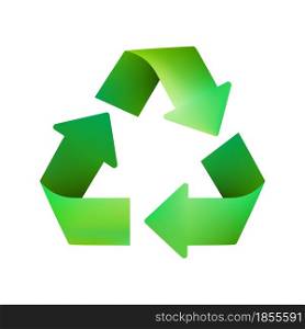 Vector Green Recycle Sign. Recycled Material Icon Isolated on White Background in Realistic Style. Reuse Logo.. Green Recycle Sign. Recycled Material Icon Isolated on White Background in Realistic Style. Reuse Logo.