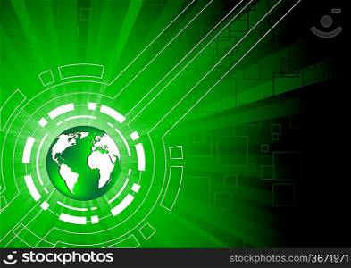 ""Vector green tech background; clip-art""