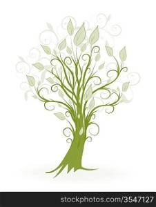 Vector green tree isolated on a white background