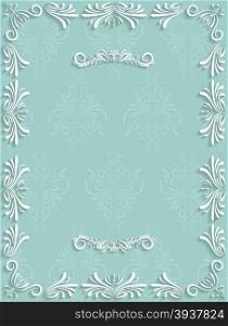 Vector Green Vintage Background with Floral. Pattern for Greeting or Invitation Card Design