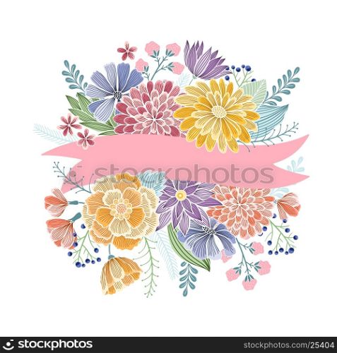 Vector greeting card, birthday, holiday, poster, flyer, brochure, invitation, wedding and save the date template design cards. Vintage floral isolated background