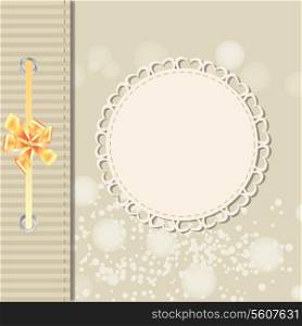Vector greeting card or cover with bow. Space for your text or picture.