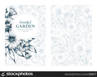 Vector greeting card, posters, flyers, cover, brochures, invitation, birthday, wedding and save the date template design cards. Vintage floral background pattern.