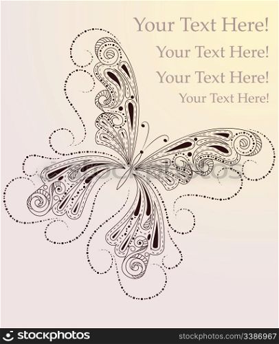 vector greeting card with butterfly and place for your text