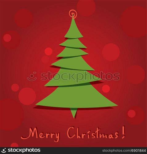 vector greeting card with christmas tree