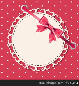 Vector greeting card with frame and bow. Space for your text or picture.