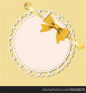 Vector greeting card with frame and bow. Space for your text or picture.