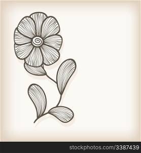 vector greeting card with hand drawn abstract flower