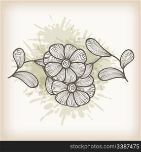 vector greeting card with hand drawn abstract flowers, eps10