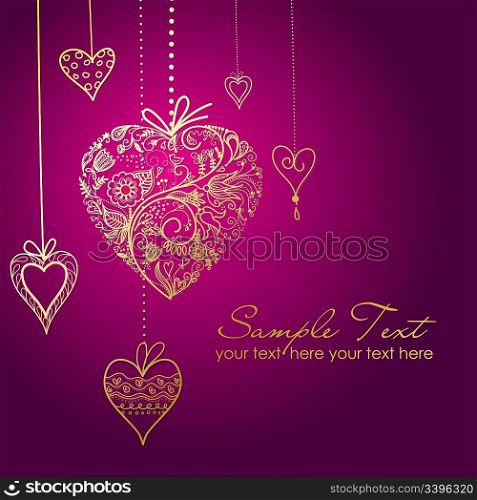 Vector greeting card with hearts