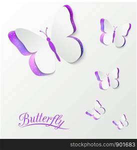 Vector greeting card with paper butterfly. EPS10
