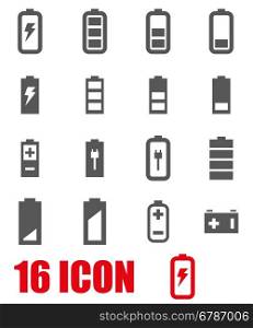 Vector grey battery icon set. Vector grey battery icon set on white background