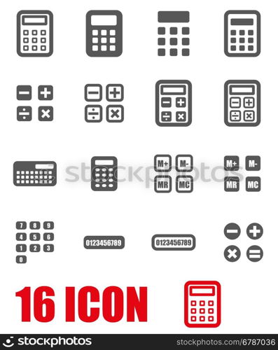 Vector grey calculator icon set. Vector grey calculator icon set on white background