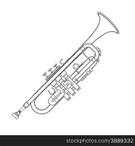 vector grey color outline trumpet technical illustration white background &#xA;