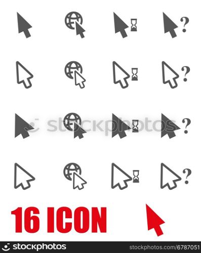 Vector grey cursor icon set. Vector grey cursor icon set on white background