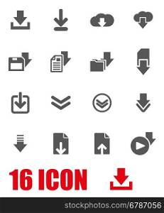 Vector grey download icon set. Vector grey download icon set on white background