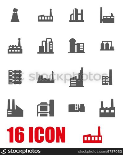 Vector grey factory icon set. Vector grey factory icon set on white background