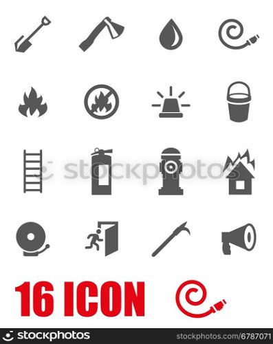 Vector grey firefighter icon set. Vector grey firefighter icon set on white background