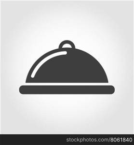 Vector grey food platter icon. Vector grey food platter icon on white background. Food platter serving sign