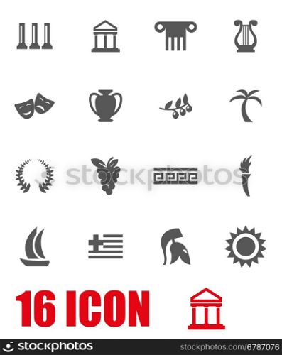 Vector grey greece icon set. Vector grey greece icon set on white background