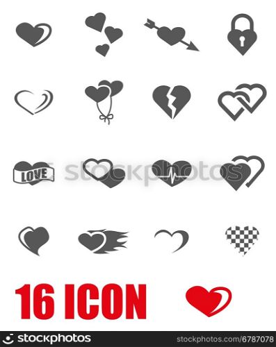 Vector grey heart icon set. Vector grey heart icon set on white background