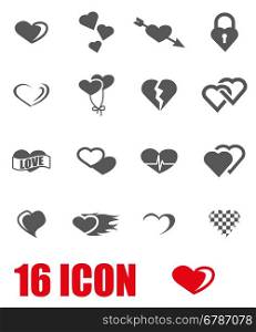 Vector grey heart icon set. Vector grey heart icon set on white background