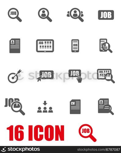 Vector grey job search icon set. Vector grey job search icon set on white background