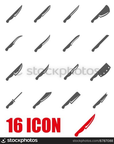 Vector grey kitchen knife icon set. Vector grey kitchen knife icon set on white background