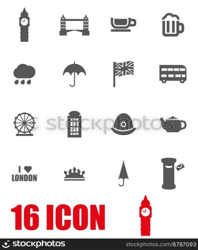 Vector grey london icon set. Vector grey london icon set on white background