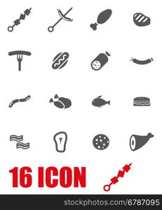 Vector grey meat icon set. Vector grey meat icon set on white background