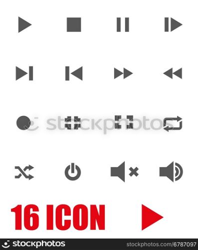 Vector grey media player icon set. Vector grey media player icon set on white background