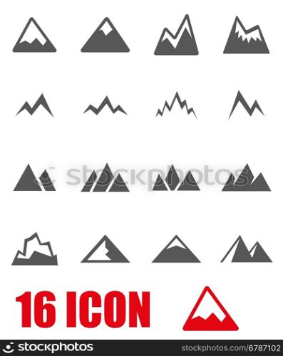 Vector grey mountains icon set. Vector grey mountains icon set on white background