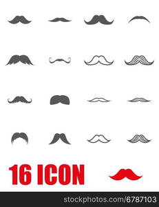 Vector grey moustaches icon set. Vector grey moustaches icon set on white background