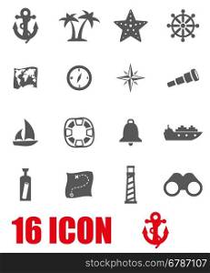 Vector grey nautical icon set. Vector grey nautical icon set on white background