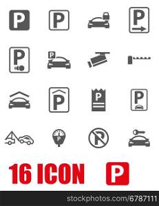 Vector grey parking icon set. Vector grey parking icon set on white background