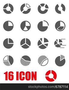 Vector grey pie chart icon set. Vector grey pie chart icon set on white background