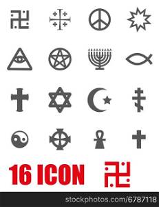 Vector grey religious symbols set. Vector grey religious symbols set on white background