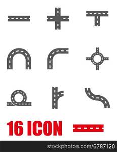 Vector grey road elements icon set. Vector grey road elements icon set on white background