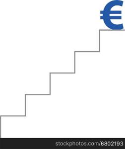 Vector grey stairs with blue euro symbol on top.