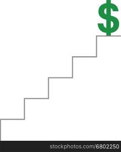 Vector grey stairs with green dollar symbol on top.