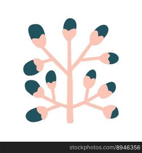 Vector groovy spring branch with berries. Positive floral ethno 70s illustration. Aesthetic flat melting organic hippie funny boho style. Pastel palette.. Vector groovy spring branch with berries. Positive floral ethno 70s illustration. Aesthetic flat melting organic hippie funny boho style. Pastel palette