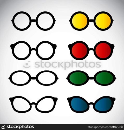 Vector group of an Glasses on white background.