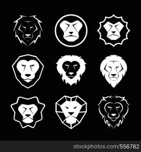 Vector group of an lion head design on black background