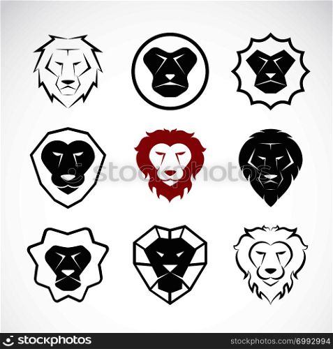Vector group of an lion head design on white background