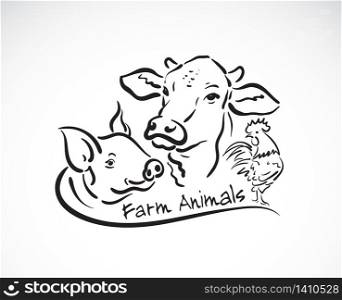 Vector group of animal farm label., Cow, Pig, Chicken., Logo Animals. Easy editable layered vector illustration.