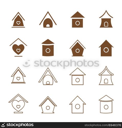 Vector group of bird houses on white background.