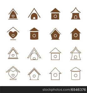 Vector group of bird houses on white background.
