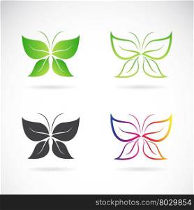 Vector group of butterfly design on white background.