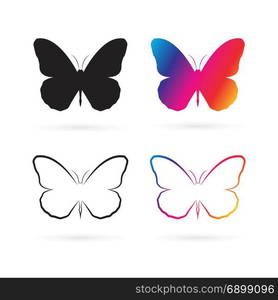 Vector group of butterfly design on white background. Insect Animal. Butterfly Icon.