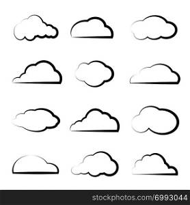 Vector group of clouds on white background